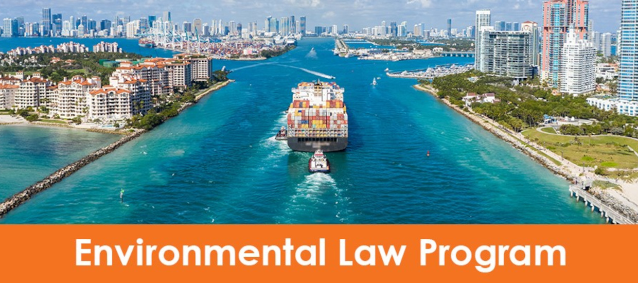 Environmental Law Banner, Cargo Ship on ocean