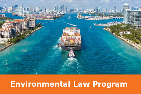 Environmental Law Banner, Cargo Ship on ocean