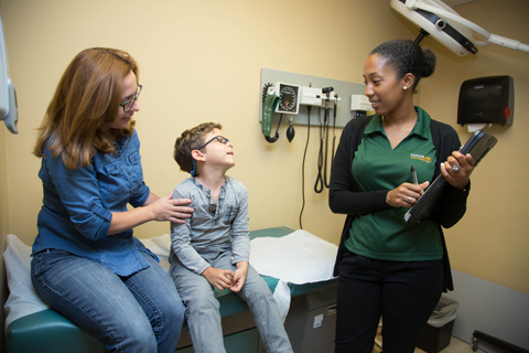 Student in a health clinic