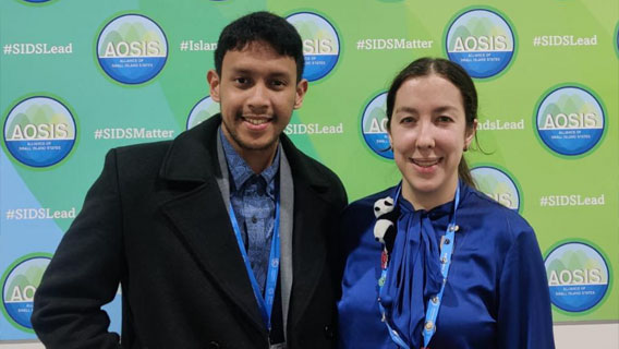 Alyssa Huffman with Micronesia climate finance negotiator, Joshua Pangelinan