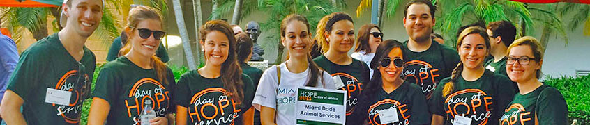 Students gathered around for HOPE Day of Service